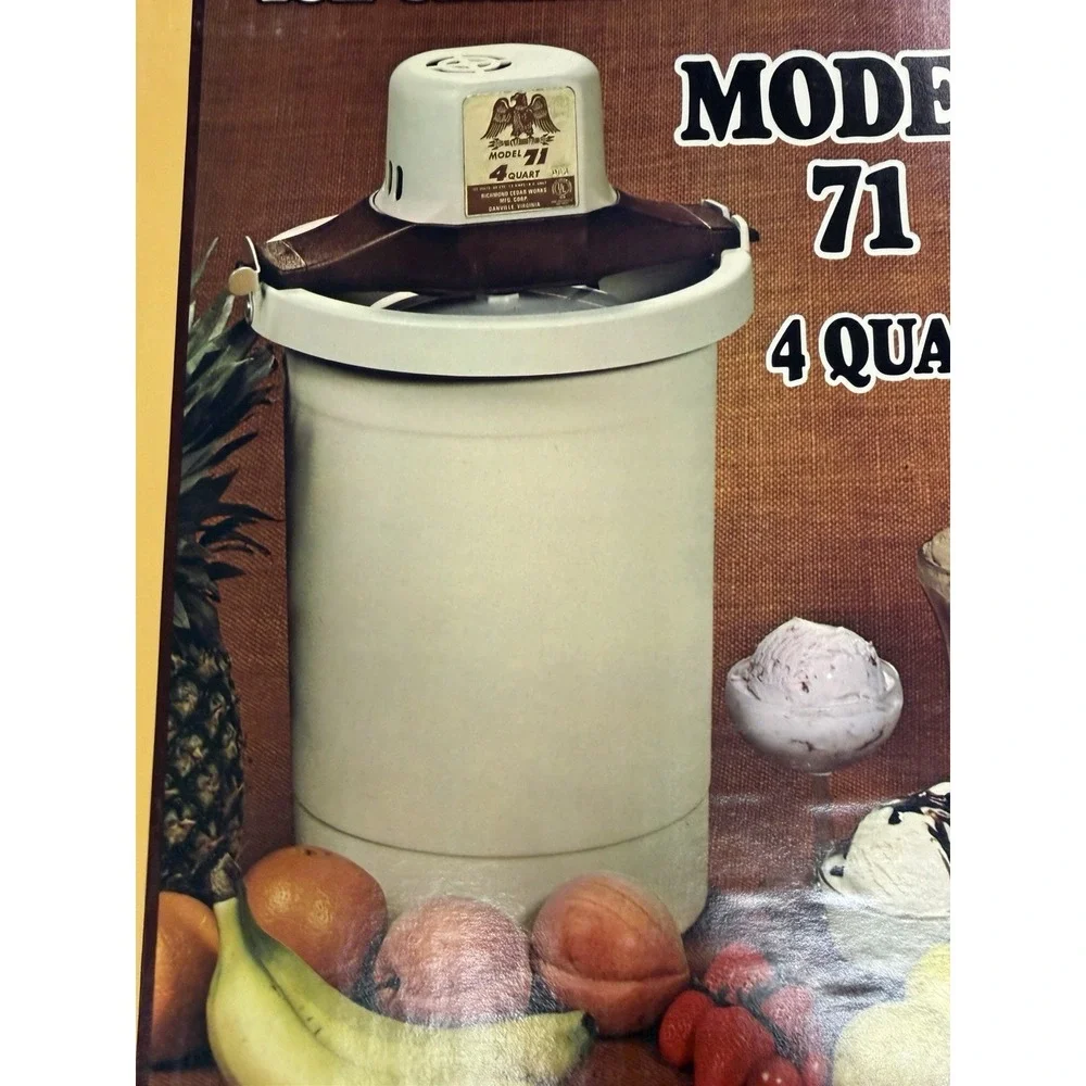 Vintage Richmond Cedar Works Model 71 Ice Cream Maker Box Manual New 4 Quart